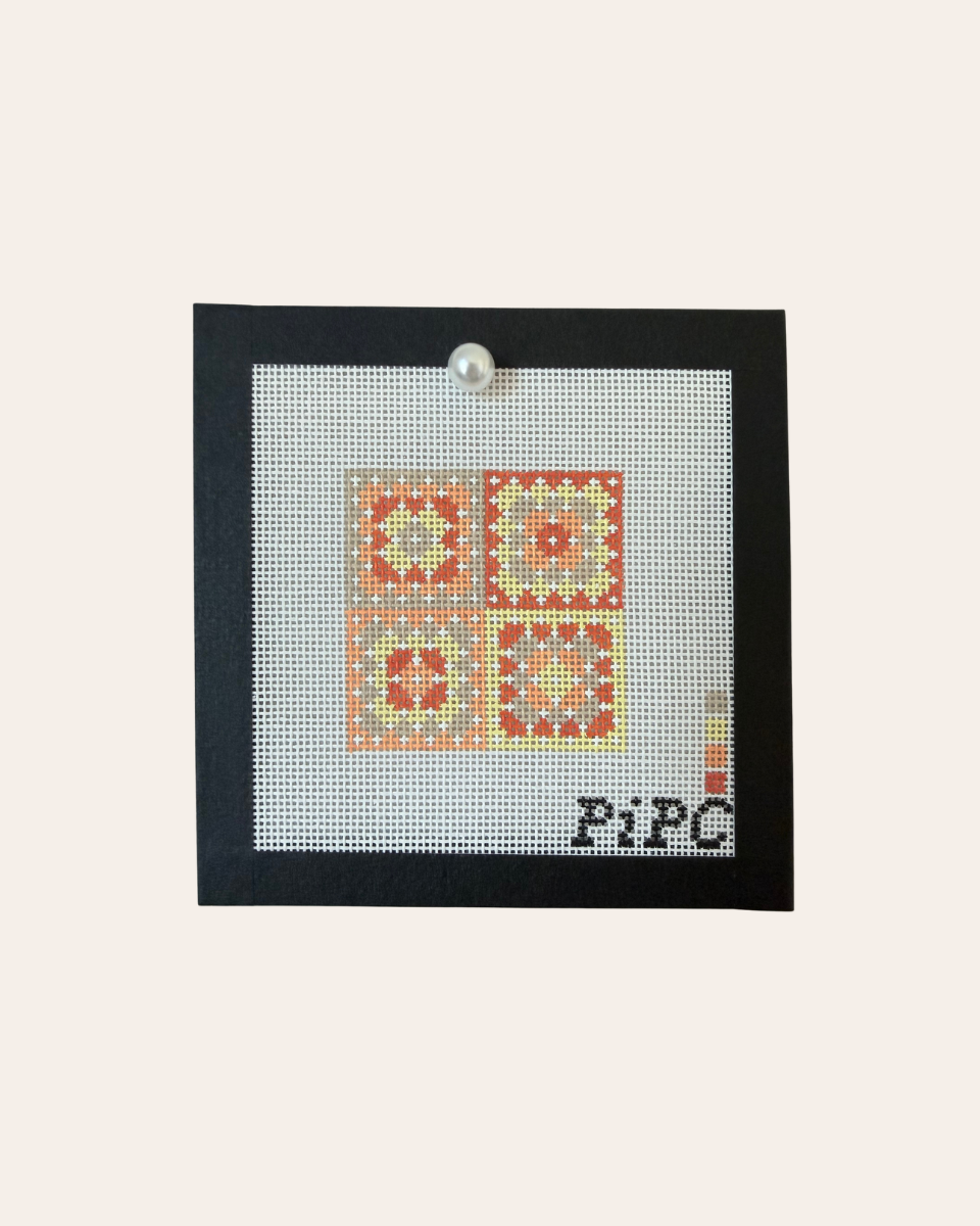 Orange Granny Square - Needlepoint Canvas