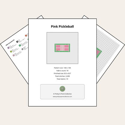 Pink Pickleball Court - Cross Stitch Kit