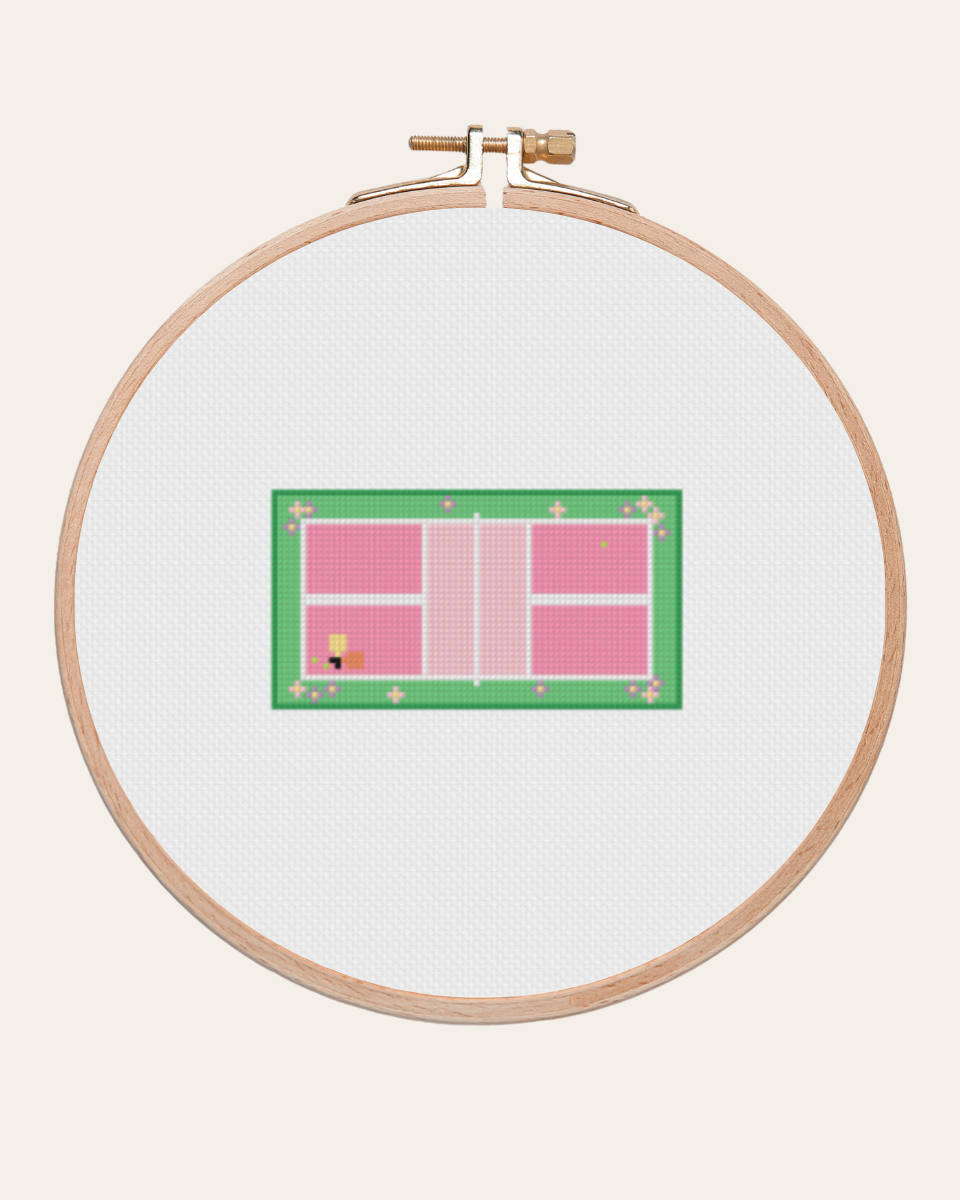 Pink Pickleball Court - Cross Stitch Kit